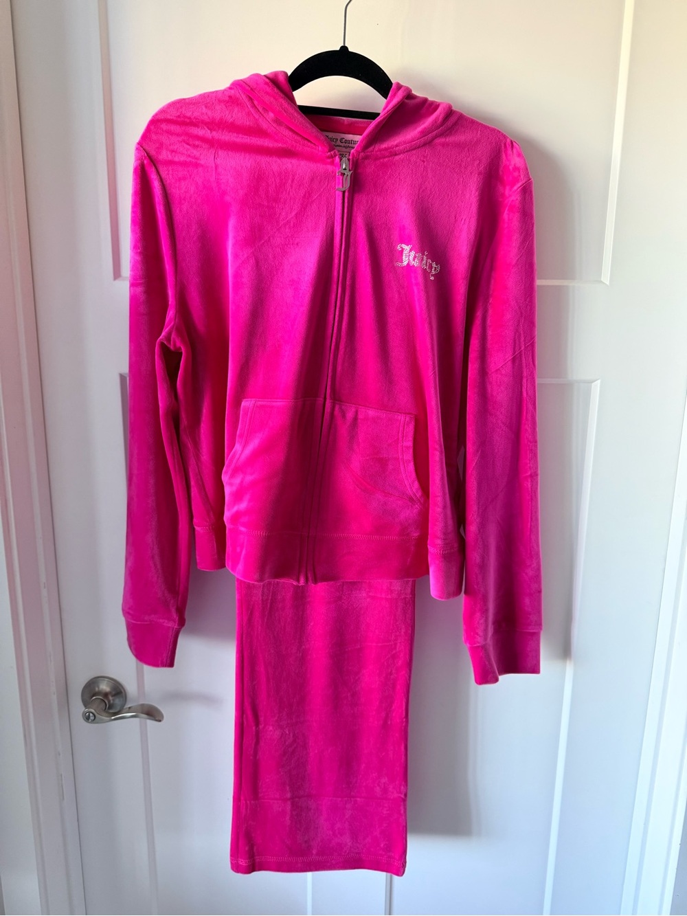 Juicy Couture Women's Hot Pink Velour Zip Hoodie & Pants Set Size XXL